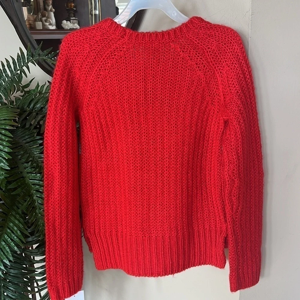 Brand New OshKosh B'Gosh Red Knit Sweater Crew Neck Diamond Design Christmas